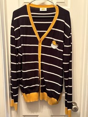 Striped V-Neck Cardigan Sanrio Gudetama Lazy Egg XXL sweater